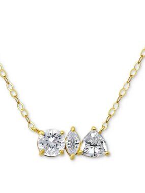 Giani Bernini CZ Multi-Cut Pendant Necklace 18K Gold-Plated Sterling Silver
